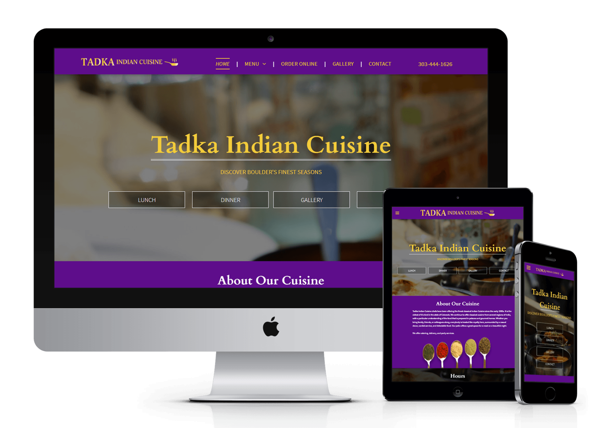 Tadka Indian Cuisine website design screenshot